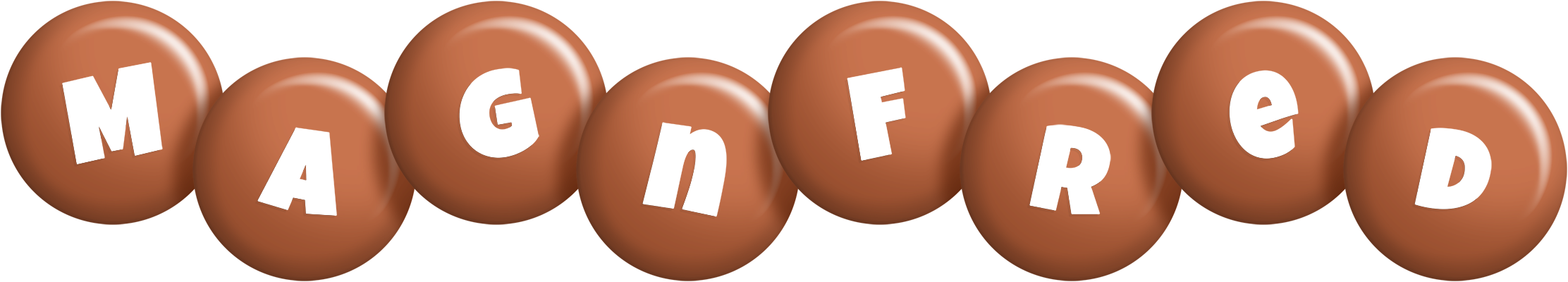 Magnfred candy-brown logo
