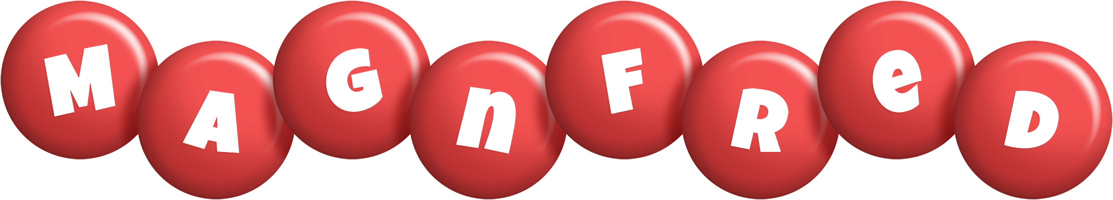 Magnfred candy-red logo