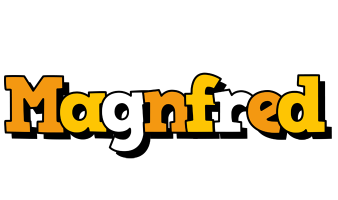 Magnfred cartoon logo