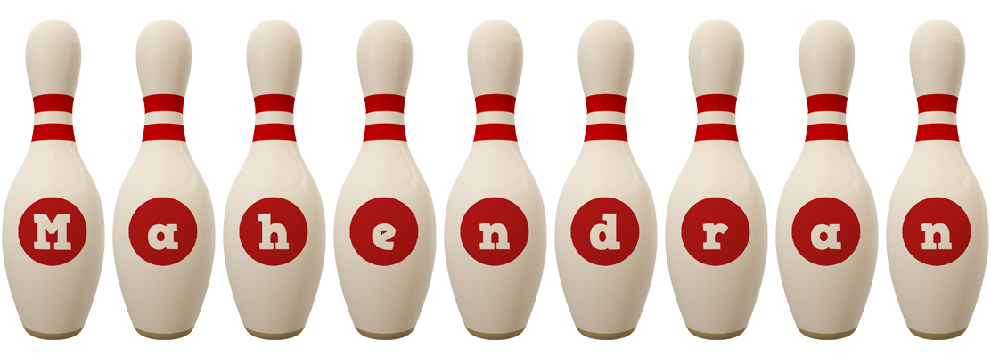 Mahendran bowling-pin logo