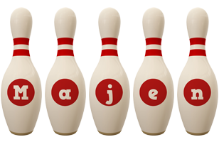 Majen bowling-pin logo