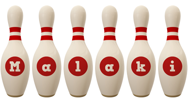 Malaki bowling-pin logo