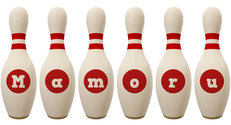 Mamoru bowling-pin logo