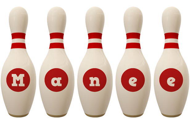 Manee bowling-pin logo