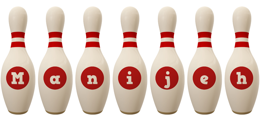 Manijeh bowling-pin logo