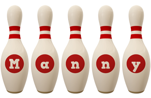 Manny bowling-pin logo