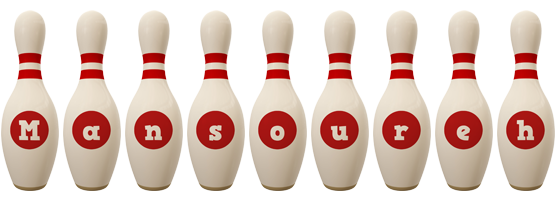 Mansoureh bowling-pin logo