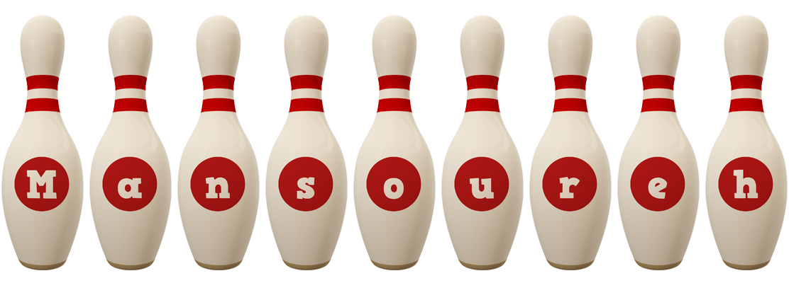 Mansoureh bowling-pin logo