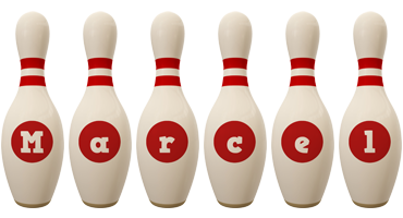 Marcel bowling-pin logo