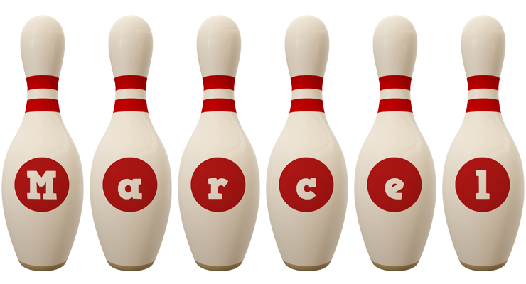 Marcel bowling-pin logo