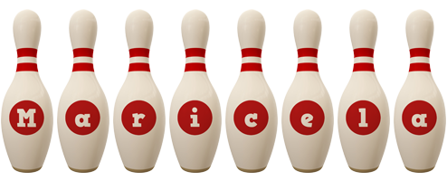 Maricela bowling-pin logo