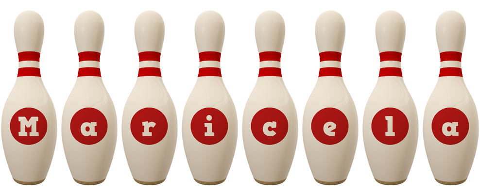 Maricela bowling-pin logo