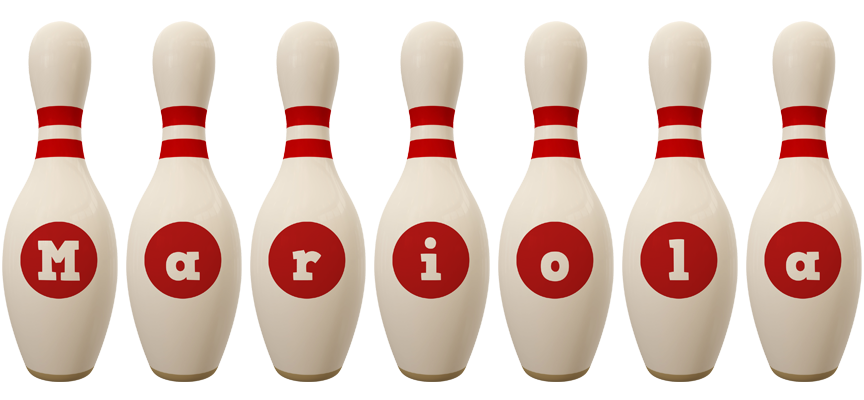 Mariola bowling-pin logo