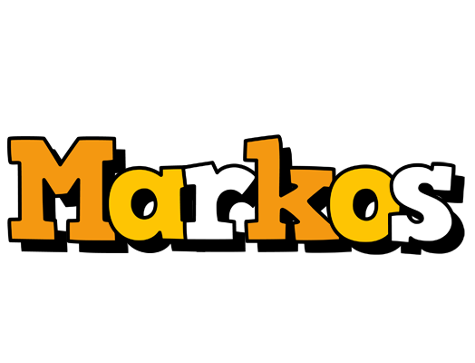 Markos cartoon logo