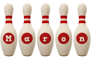 Maron bowling-pin logo