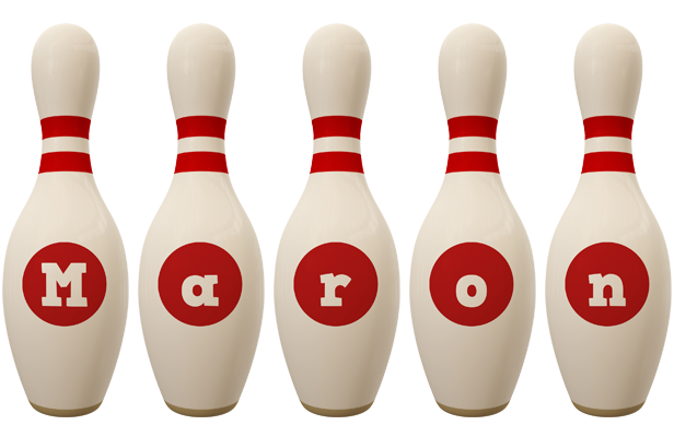 Maron bowling-pin logo