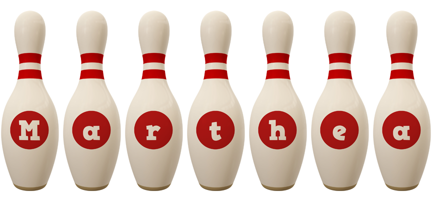Marthea bowling-pin logo