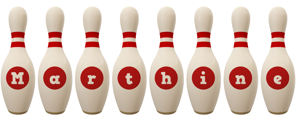 Marthine bowling-pin logo