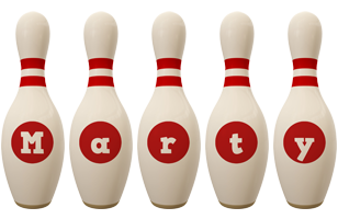 Marty bowling-pin logo