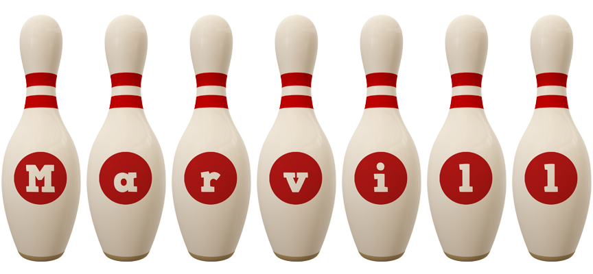 Marvill bowling-pin logo