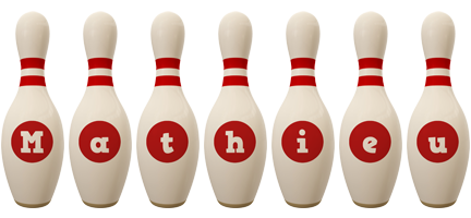 Mathieu bowling-pin logo