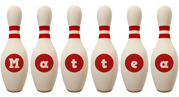 Mattea bowling-pin logo