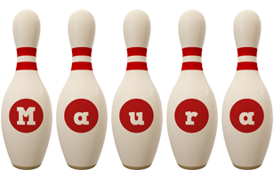 Maura bowling-pin logo