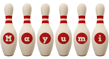 Mayumi bowling-pin logo