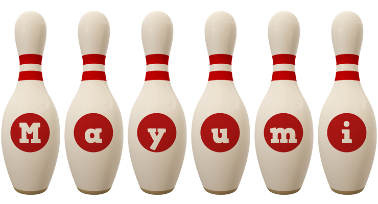 Mayumi bowling-pin logo