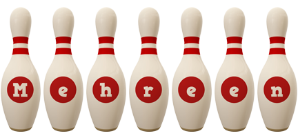 Mehreen bowling-pin logo