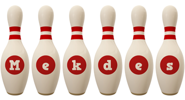 Mekdes bowling-pin logo