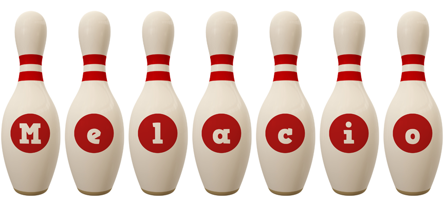 Melacio bowling-pin logo