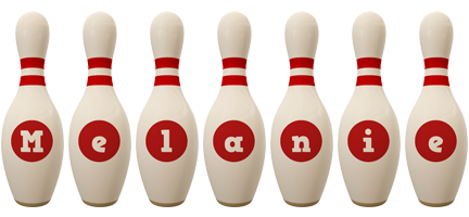 Melanie bowling-pin logo