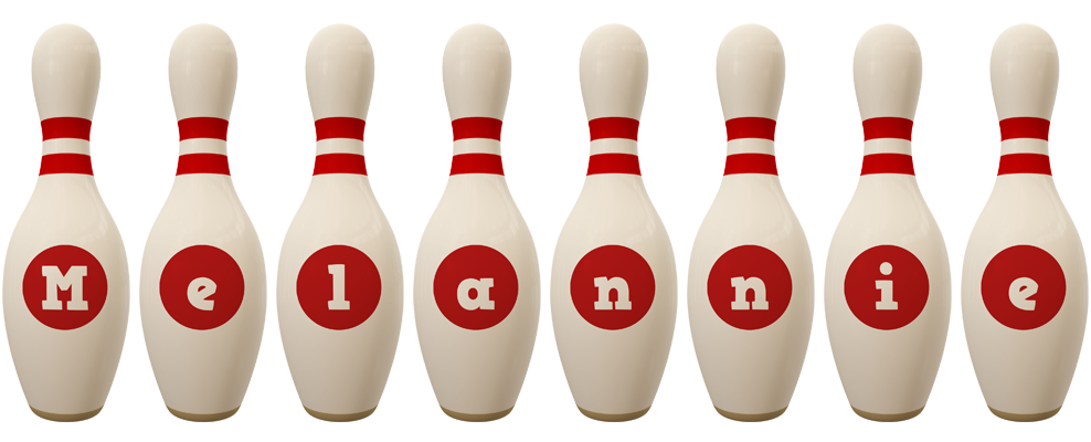 Melannie bowling-pin logo