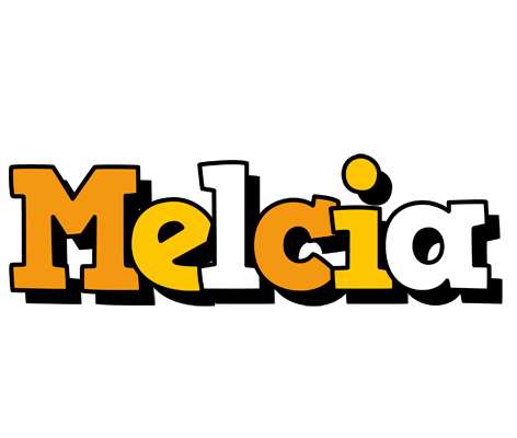 Melcia cartoon logo