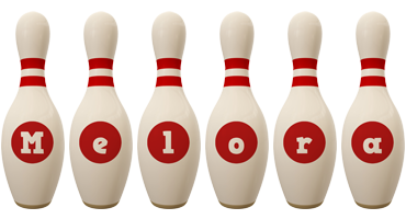 Melora bowling-pin logo