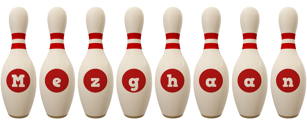 Mezghaan bowling-pin logo