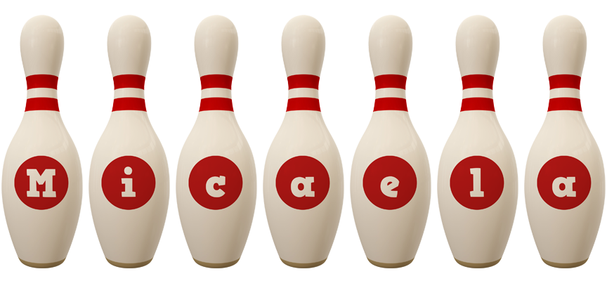 Micaela bowling-pin logo