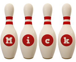 Mick bowling-pin logo