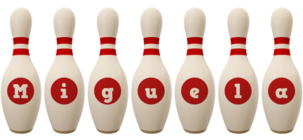 Miguela bowling-pin logo