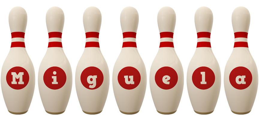 Miguela bowling-pin logo
