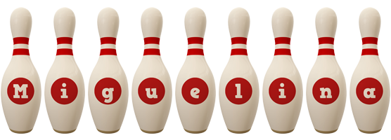 Miguelina bowling-pin logo