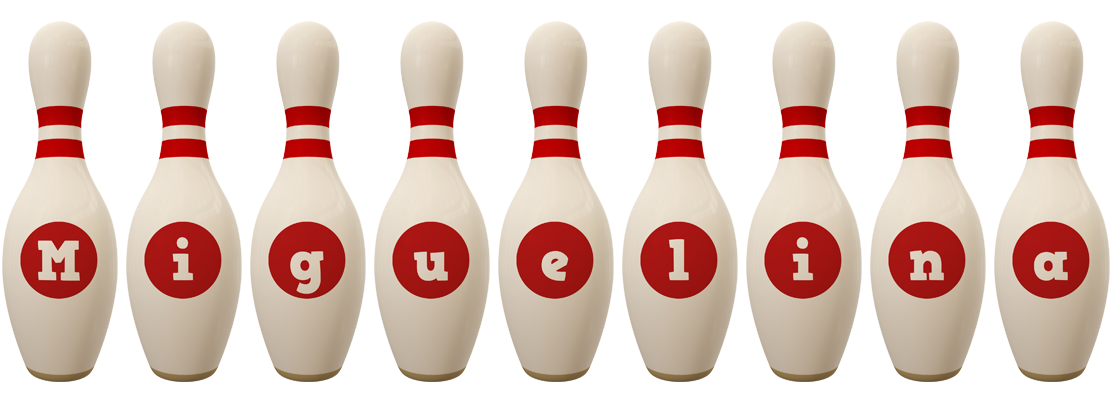 Miguelina bowling-pin logo