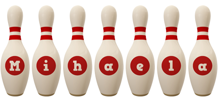 Mihaela bowling-pin logo