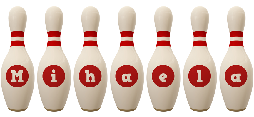 Mihaela bowling-pin logo