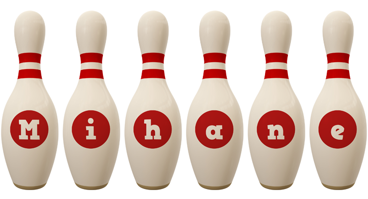 Mihane bowling-pin logo