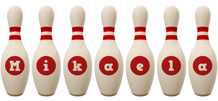 Mikaela bowling-pin logo