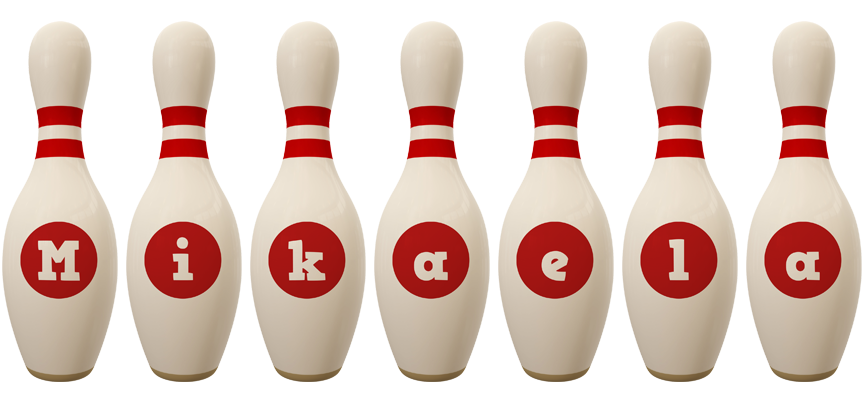 Mikaela bowling-pin logo