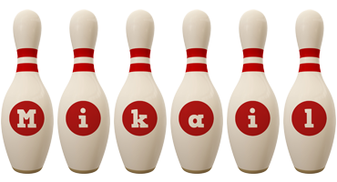 Mikail bowling-pin logo