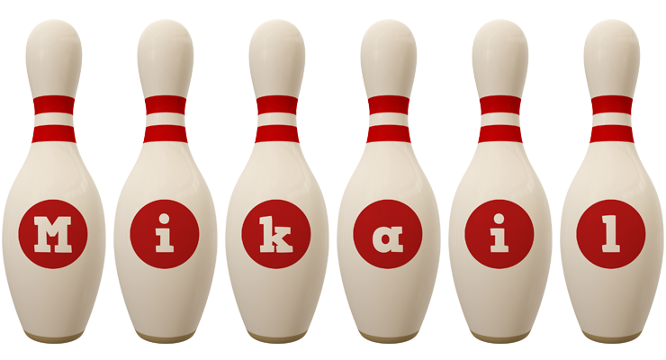 Mikail bowling-pin logo